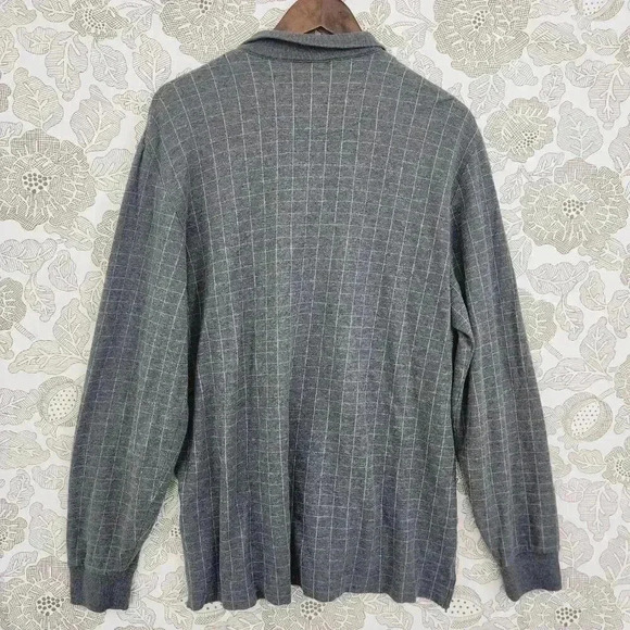 Polo Golf Ralph Lauren Alpaca Men's L Long sleeve Polo Sweatshirt Checkered - Picture 2 of 5